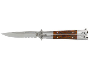 Schmetterlingmesser JKR Clip Point Acier/Bois - 10687 - Khurts.com