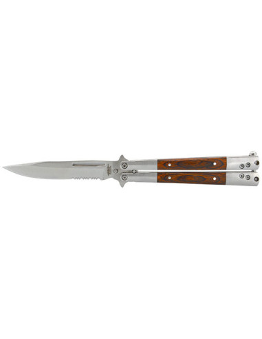 Schmetterlingmesser JKR Clip Point Acier/Bois - 10687 - Khurts.com