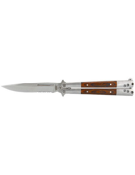 Schmetterlingmesser JKR Clip Point Acier/Bois - 10687 - Khurts.com