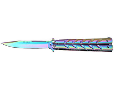 Schmetterlingmesser JKR Drop Clip Point Rainbow 0477 - 10691 - Khurts.com