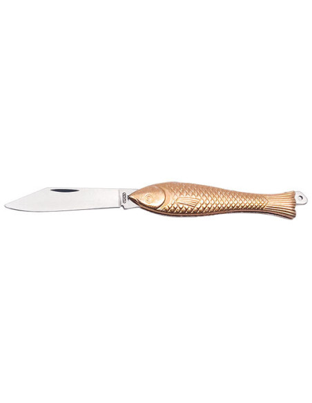 Coltello Pieghevole Mikov : Eleganza Dorata e Precisione Ineguagliabile