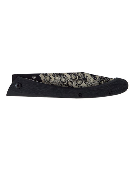 Couteau pliant Lug C63 Fleurs Nature Noir - 11105 - Khurts.com