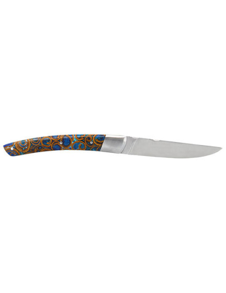 Couteau R&eacute;gional Coutellerie Chevalerias Le Thiers 1 pi&egrave;ce Manche Cannelle Turquoise - 13558 - Khurts.com