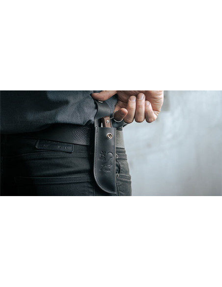 Custodia Pelle Nera Solingen IBEX 100: Eleganza e Protezione Duratura