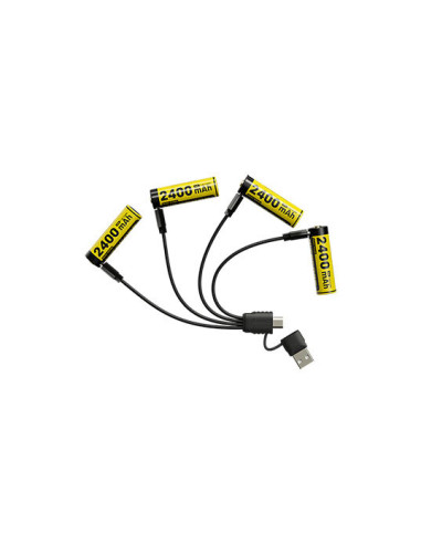 Pack of 4 Nitecore AA Batteries: USB-C Charging, 2400mAh, Eco-Friendly