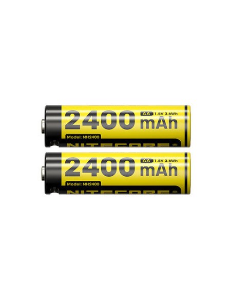 Pilas AA Nitecore NH2400 : Recarga USB-C, Longevidad 500 Ciclos