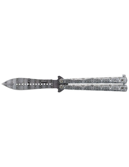 Schmetterlingmesser JKR : Damaszener Eleganz, un&uuml;bertroffene Pr&auml;zision