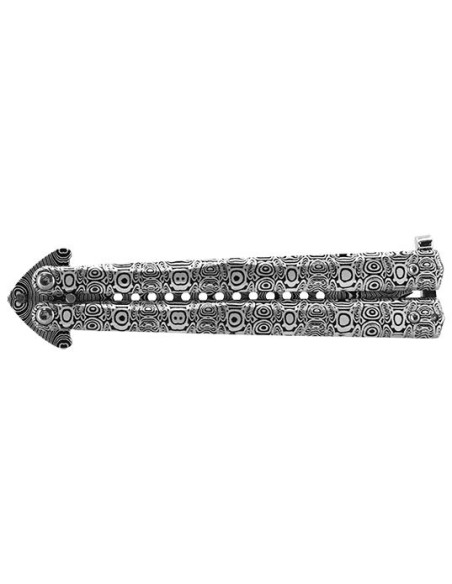 Schmetterlingmesser JKR : Damaszener Eleganz, un&uuml;bertroffene Pr&auml;zision