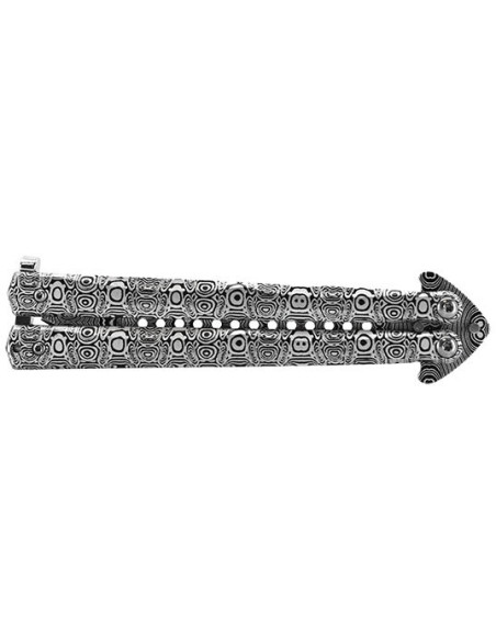 Schmetterlingmesser JKR : Damaszener Eleganz, un&uuml;bertroffene Pr&auml;zision