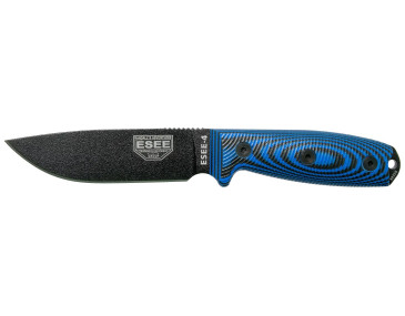 ESEE-4 fixed blade knife black blade blue/black handle lifetime guarantee