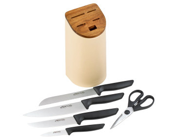 Arcos Niza 5-Knife Block, stainless steel and safe storage 2