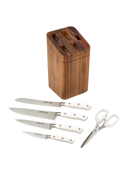 Arcos Riviera Blanc Pure 5-Knife Block, an organized kitchen