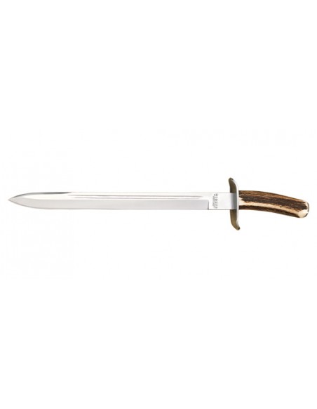 Cuchillo fijo Joker Daga hoja 330 mm mango asta de ciervo natural hoja Acero Molibdeno Vanadio 330 mm mango asta de ciervo natu