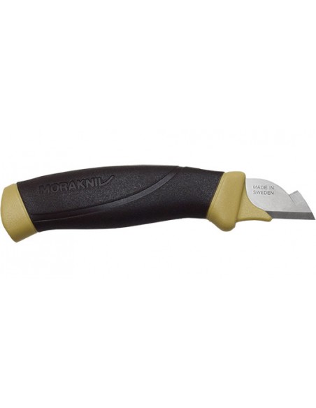 Cuchillo fijo Morakniv Electricista hoja Acero 12C27 (inoxidable) 21 mm mango caucho arena/negro