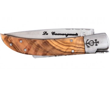 Klappmesser Camarguais Camarguais N&deg;10 geschmiedeter Dreizack mit Olivenholzgriff 2