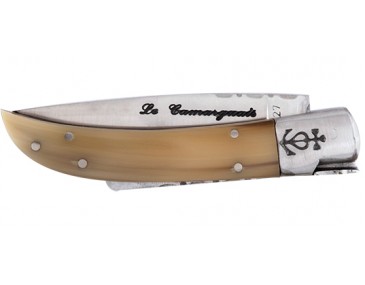 Klappmesser Camarguais Camarguais N&deg;10 geschmiedeter Dreizack mit Horngriff 2