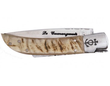Klappmesser Camarguais Camarguais N&deg;10 geschmiedeter Dreizack mit Widderhorngriff 2