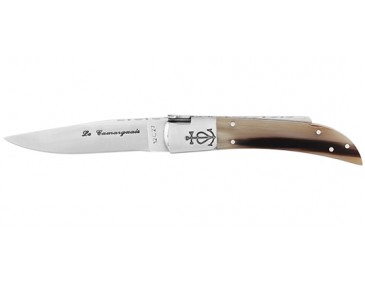 Klappmesser Camarguais Camarguais N&deg;12 geschmiedeter Dreizack mit Horngriff