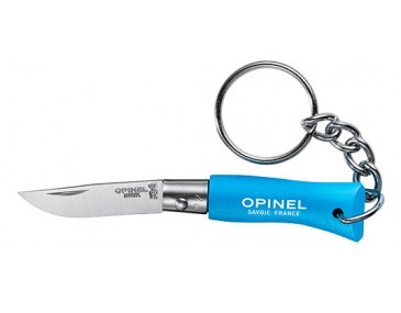 Schl&uuml;sselanh&auml;nger-Messer Opinel N&deg;02 Edelstahl Griff Hainbuche Blau-Cyan
