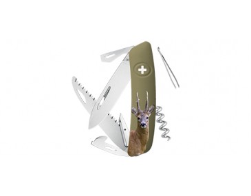 Schweizer Messer Swiza D05, oliv, Reh-Motiv